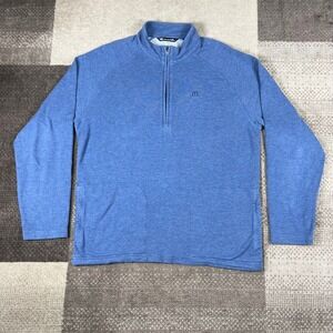 Travis Mathew Mens Blue 1/4 Zip Pullover Sweater Long Sleeve L Pima Cotton Blend